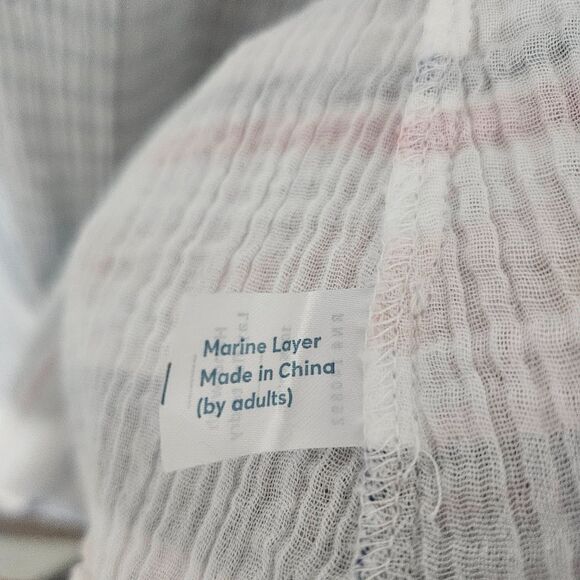 Marine Layer Double Gauze Cotton Maddie True Wrap Dress Striped Sz Medium - Picture 5 of 7